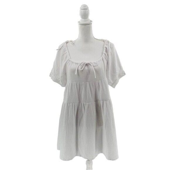 Petal & Pup NEW Hawkins Gauzy Off the Shoulder Mini Dress in White Size 4